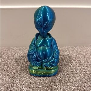 Blue and Green Alien Buddha Figurine